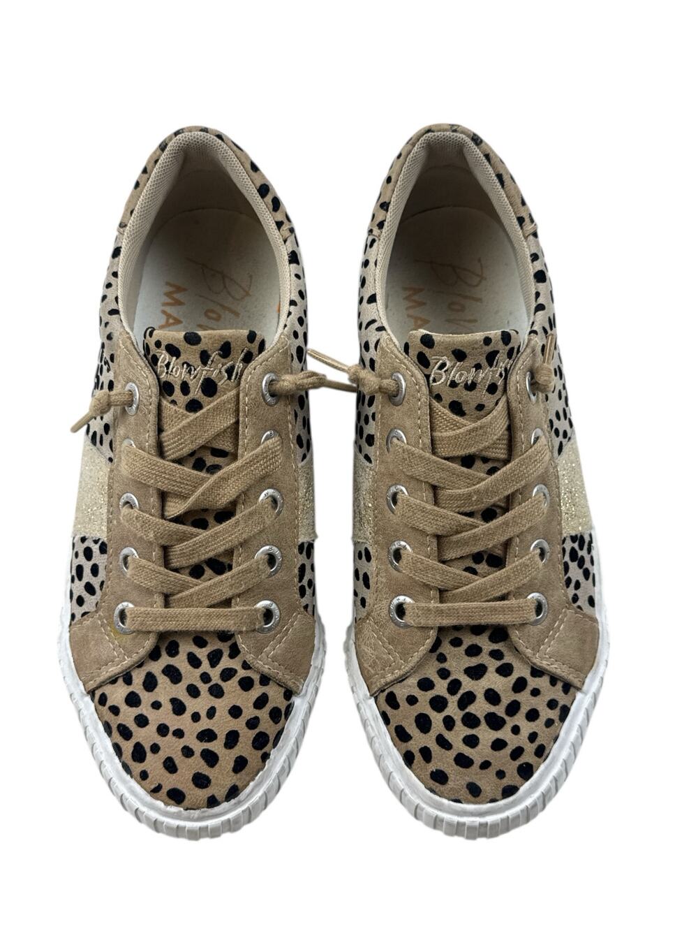 Blowfish Malibu Sneakers Animal Print Beige Black Womens 8